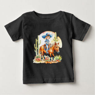 Little Cowgirl on Horse in SW Scene 2 Baby T-Shirt