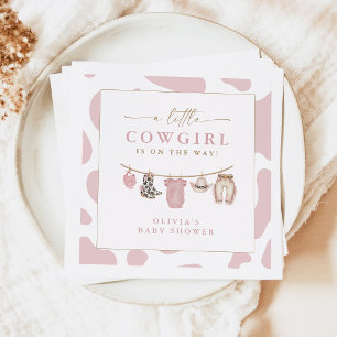 Little Cowgirl Pink Baby Clothesline Baby Shower Napkin