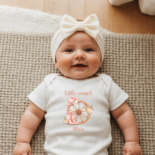 Little Cowgirl Pink Boots Personalized Newborn Baby Bodysuit