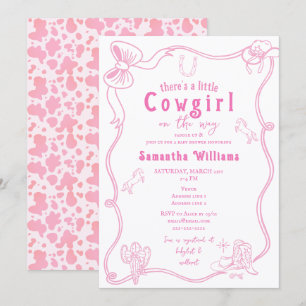 Little Cowgirl Pink Girl Baby Shower Invitation