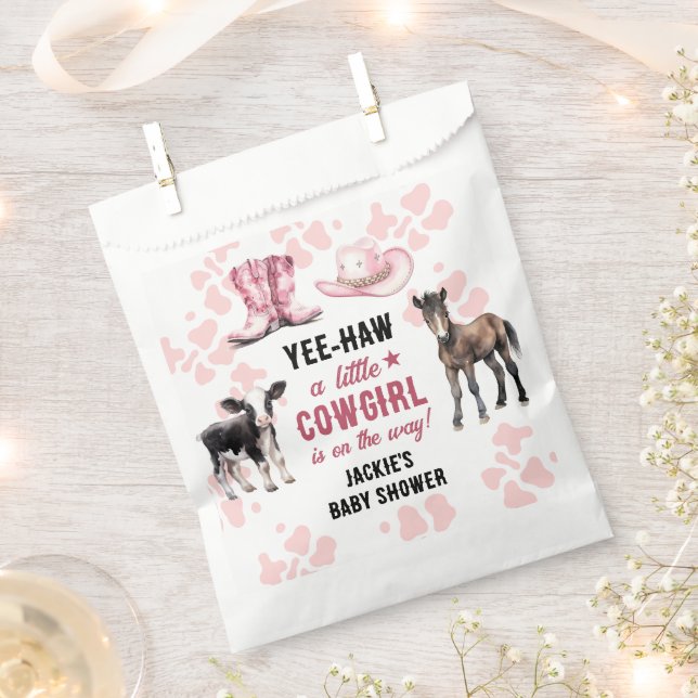 Little Cowgirl Pink Rodeo Baby Shower Favour Bag (Clipped)
