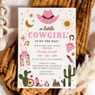 Little Cowgirl Pink Western Baby Shower Invitation