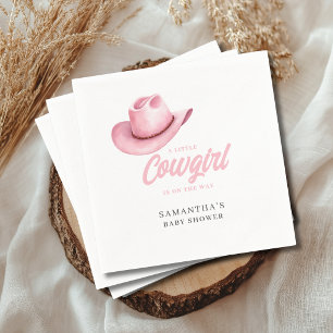 Little Cowgirl Pink Western Baby Shower Napkin