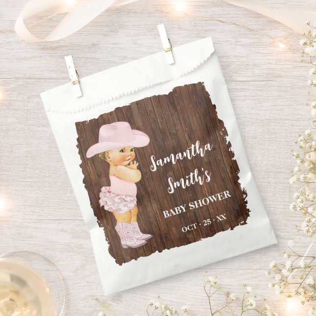Little Cowgirl Western Baby Shower Party Favour Bag (Clipped)