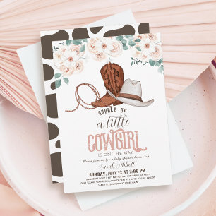 Little Cowgirl Western Floral Girl Baby Shower Invitation