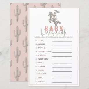Little Cowgirl Western Pink Baby Word Scramble