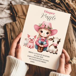 Little cowgirl Wild West Boho Diapper Raffle Enclosure Card