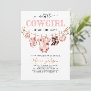 Little Cowgirl Wild West Pink Cowgirl Baby Shower Invitation