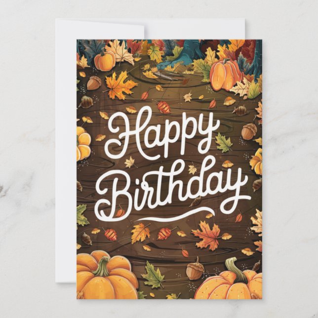 Little Cozy Wish Autumn Fall Happy Birthday Card (Front)
