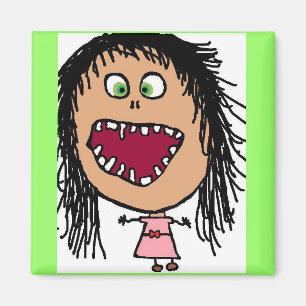 Little Crazy Eye Cartoon Girl Magnet