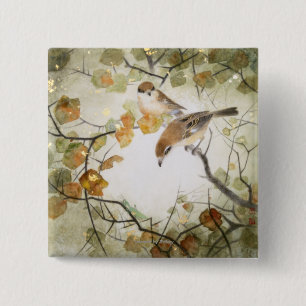 Little Creature-Bull-headed Shrikes 2 Inch Square Button