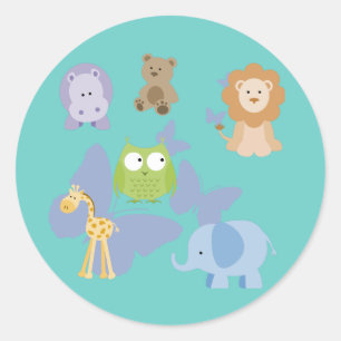 Little Critters Blue Green Circle Joy Classic Round Sticker