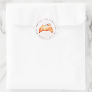 Little Croissant Is On The Way Baby Shower Address Classic Round Sticker