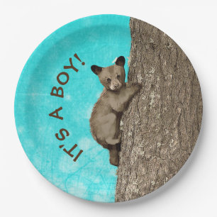 Little Cub Bear Climbing Tree Paper Plate