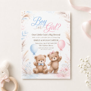Little Cub Boy or Girl Gender Reveal Invitation