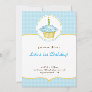 Little Cupcake First Birthday Boy Invitation