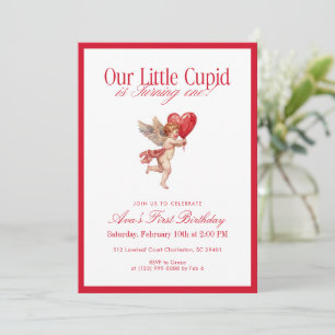 Little Cupid First Birthday Valentine Invitation