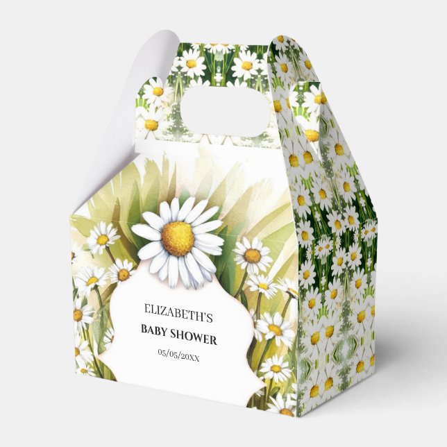 Little Custom Daisy Baby Shower Favor Box (Front Side)