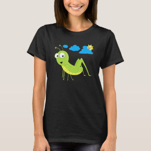 Little Cute Adorable Grasshopper Smiles At You In T-Shirt