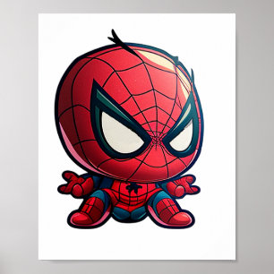 little cute arachnid superhero cartoon-style chara poster