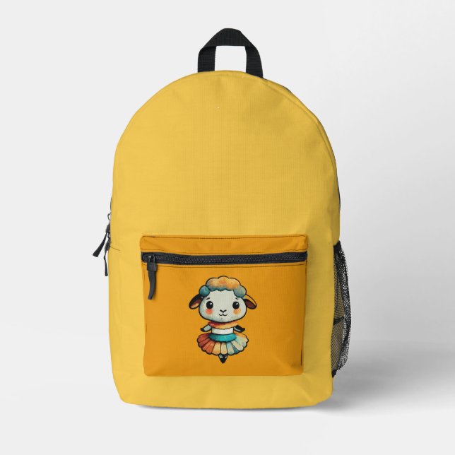 Little Cute Ballerina Sheep Printed Backpack (Front)