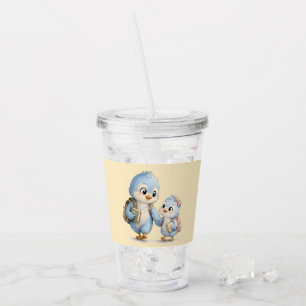 Little Cute Bird Siblings Acrylic Tumbler