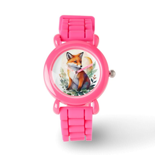 Little cute fox watercolor watch (Front)