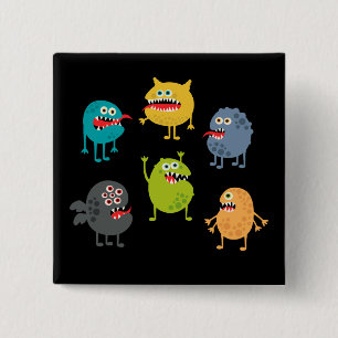 Little cute funny monsters 2 inch square button
