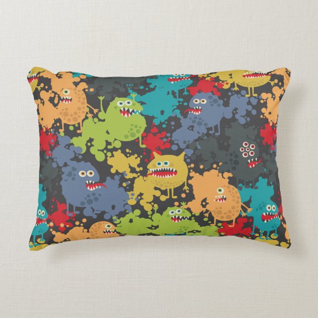 Little cute funny monsters accent pillow (Front)