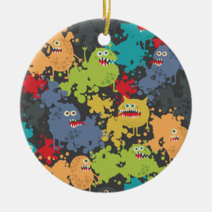 Little cute funny monsters ceramic ornament