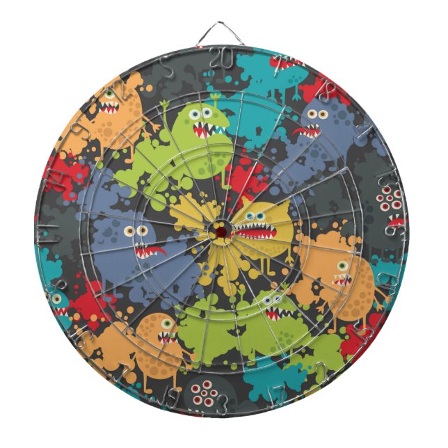 Little cute funny monsters dartboard (Front)