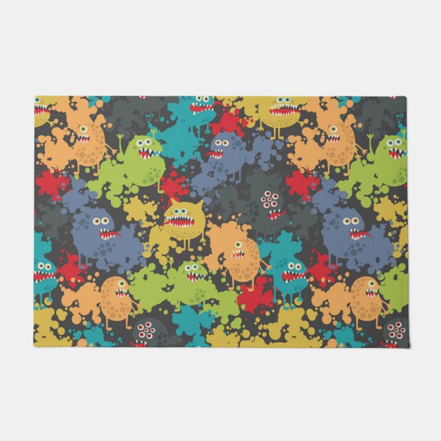 Little cute funny monsters doormat (Front)