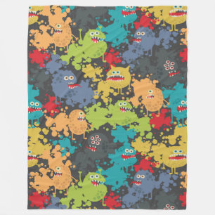 Little cute funny monsters fleece blanket