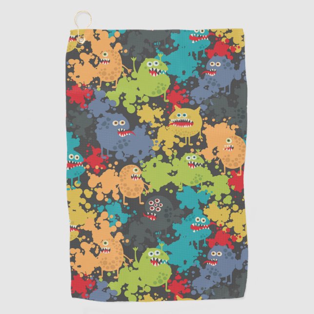 Little cute funny monsters golf towel (Front)