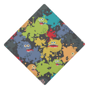 Little cute funny monsters graduation cap topper