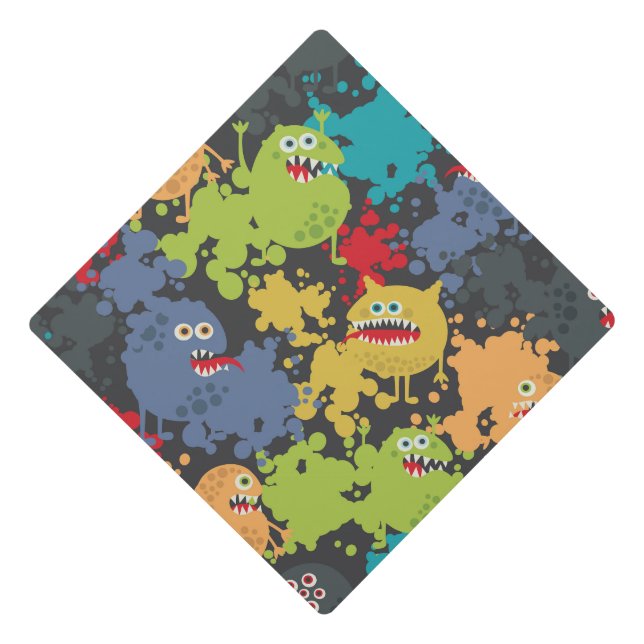 Little cute funny monsters graduation cap topper (Front)