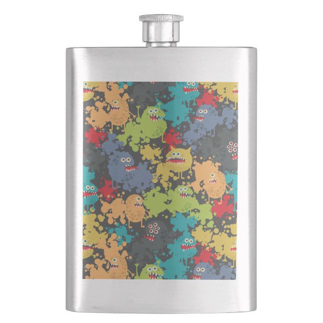 Little cute funny monsters hip flask (Front)