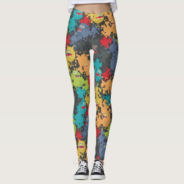 Little cute funny monsters leggings (Front)