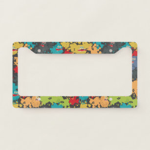 Little cute funny monsters license plate frame