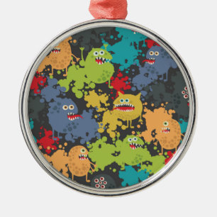 Little cute funny monsters metal ornament
