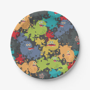 Little cute funny monsters paper plate