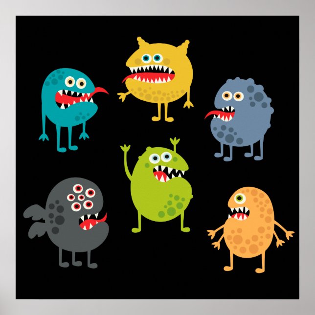 Little cute funny monsters poster (Front)