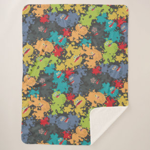 Little cute funny monsters sherpa blanket