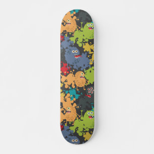 Little cute funny monsters skateboard