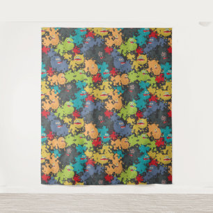 Little cute funny monsters tapestry