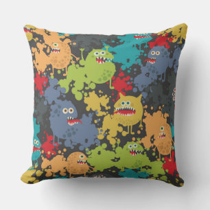 Little cute funny monsters throw pillow