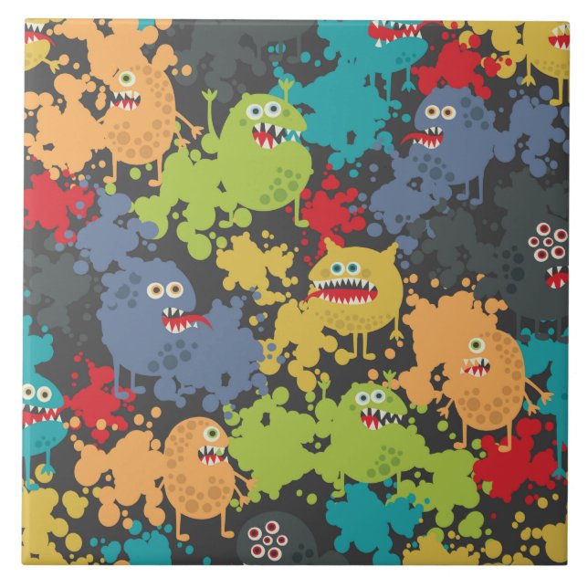 Little cute funny monsters tile (Front)