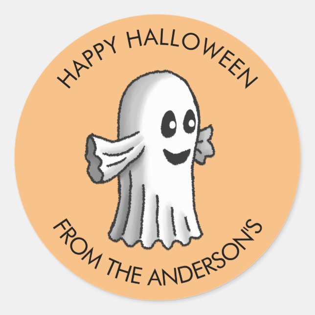 Little Cute Ghost Classic Round Sticker (Front)