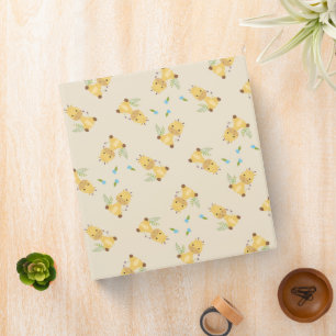 Little cute giraffe floral light brown binder