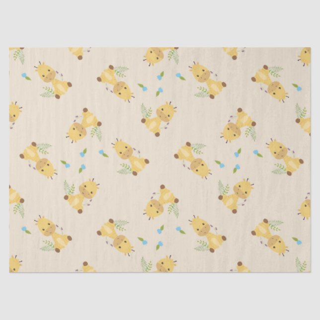 Little cute giraffe floral light brown tissue paper (Front)